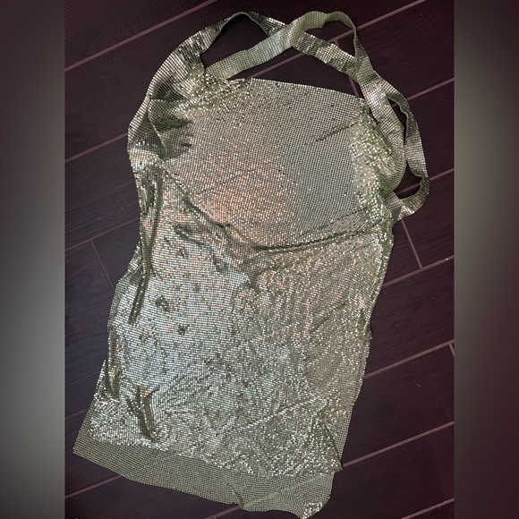 Lime Green Chain Mail Mini Dress - Picture 9 of 10